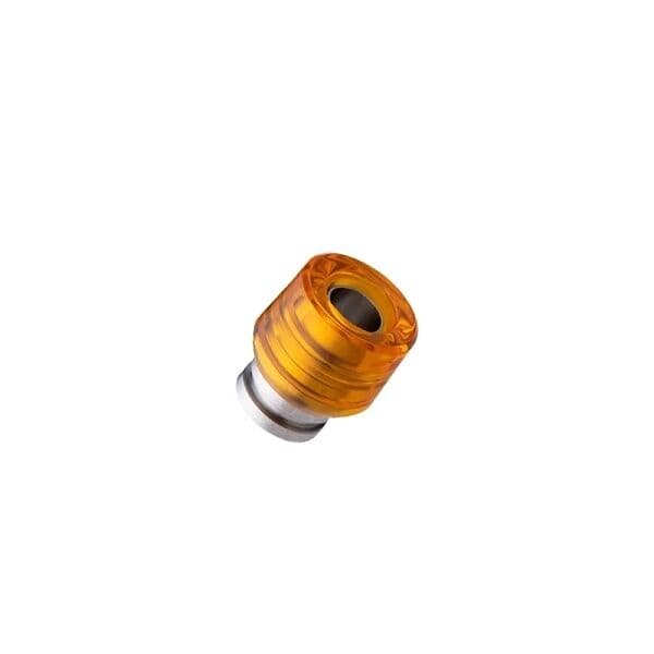 Oranžový drip tip naústek dotMod dotRDA X s metalickým povrchem a ergonomickým zakřivením pro pohodlné používání
