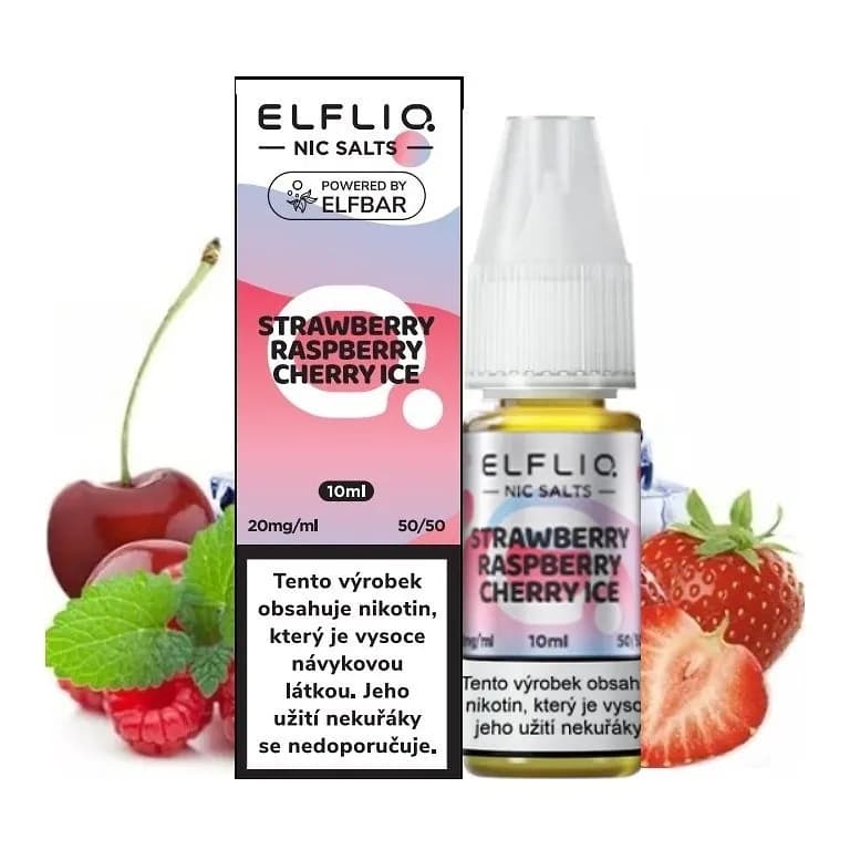 Elf Bar Elfliq Salt e-liquid Strawberry Raspberry Cherry ICE Salt e-liquidy - hlavní obrázek