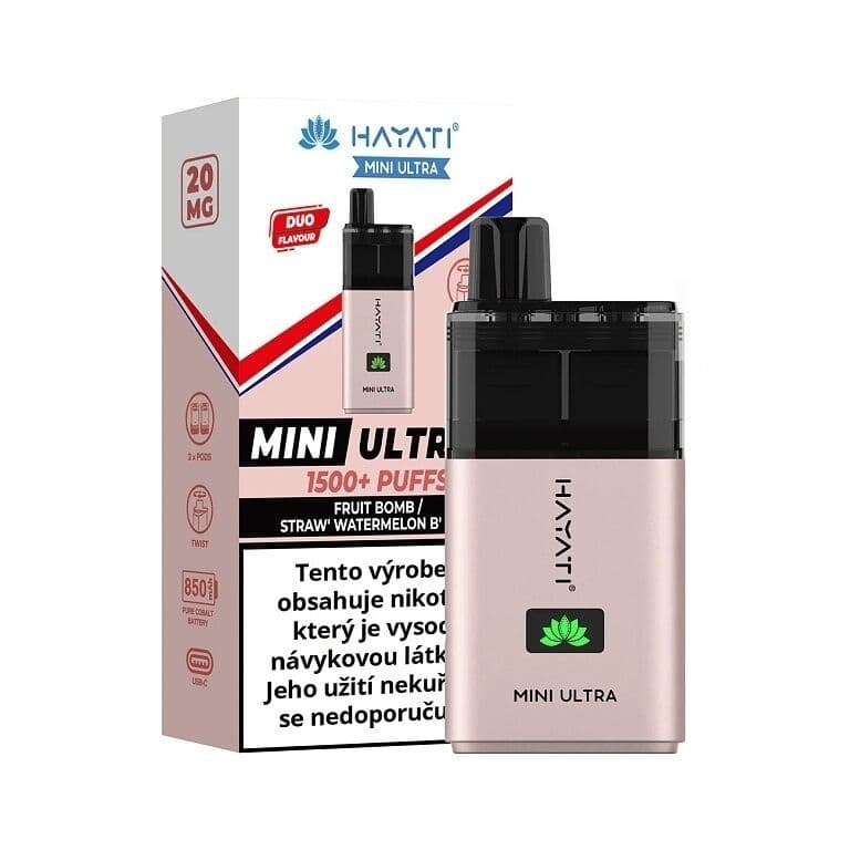 Hayati Mini Ultra 1500 Fruit Bomb Strawberry Watermelon Bubble Gum Elektronické cigarety - hlavní obrázek